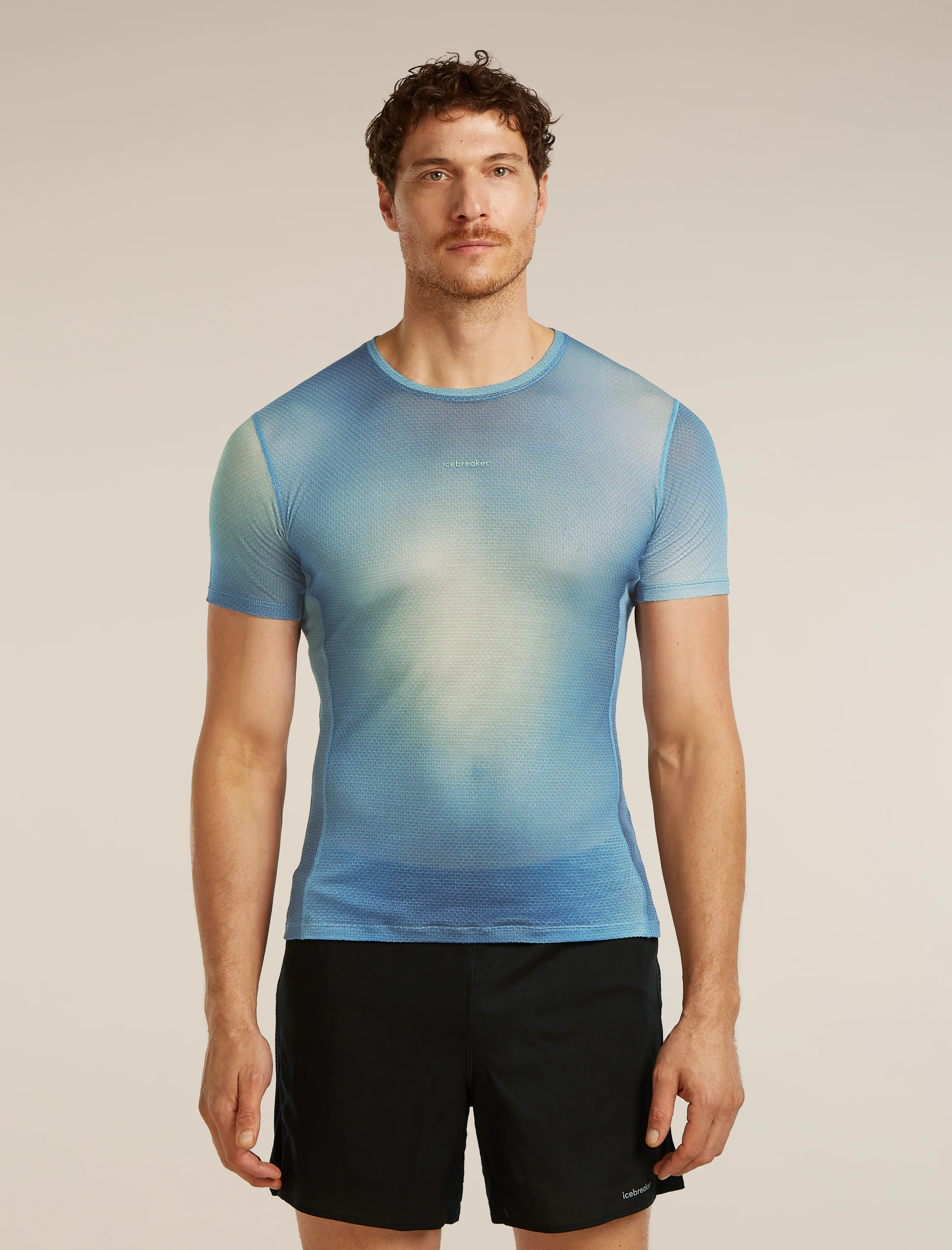 Men's Merino Blend 75 Cool-Lite™ Featherlight™ Short Sleeve Crewe AOP