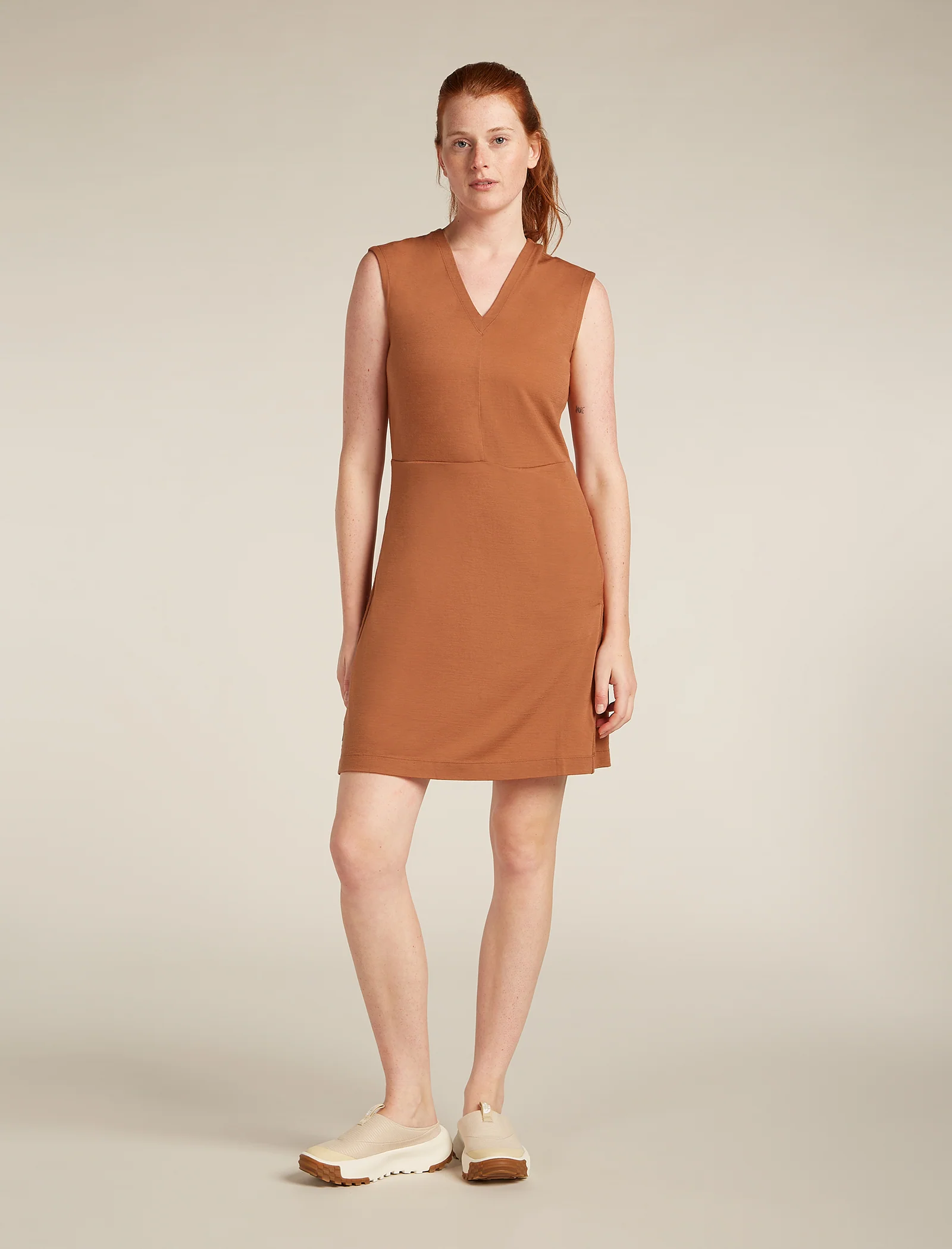 Women's Merino 200 Granary Sleeveless V Neck Dress - Image 3