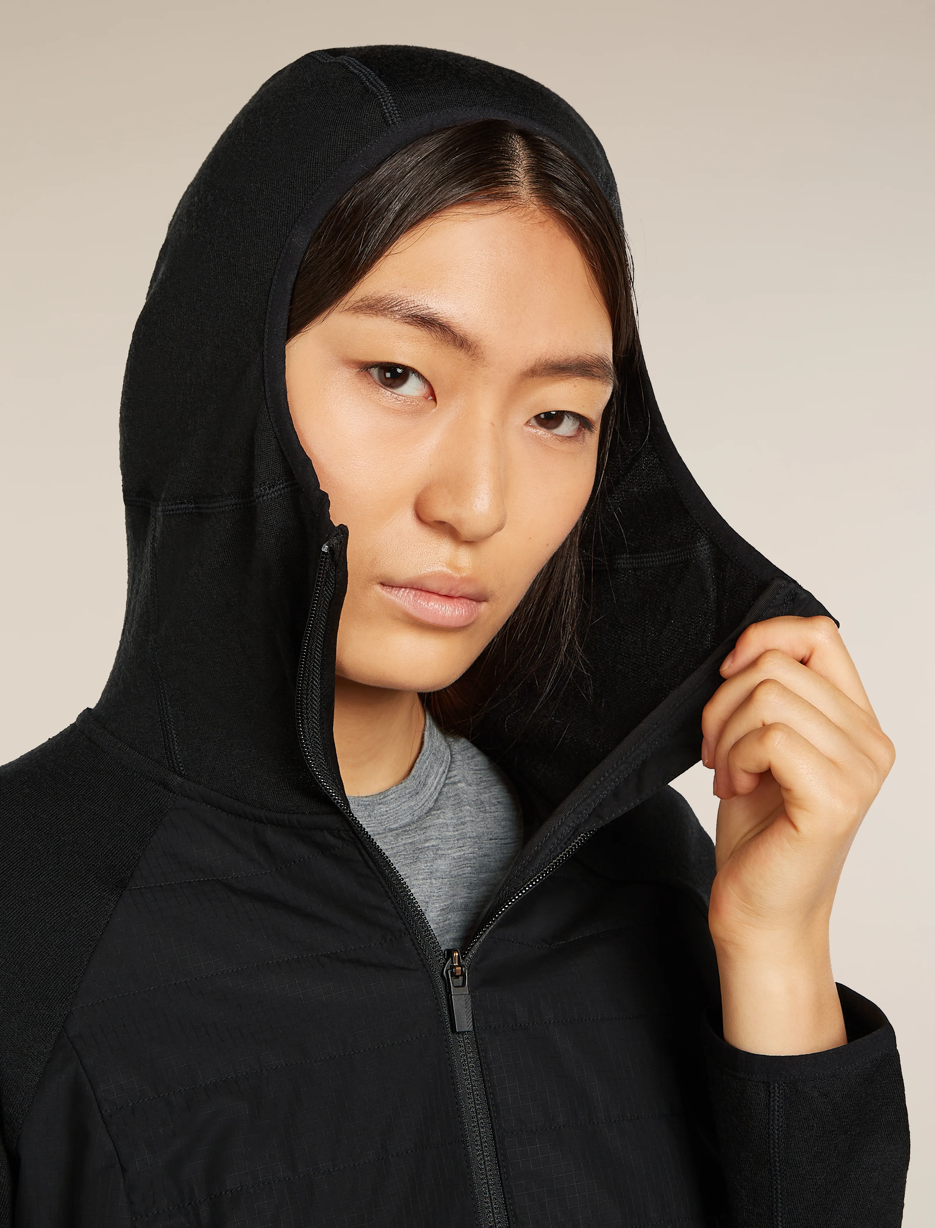 Women's Merino Blend Quantum Hybrid Long Sleeve Zip Hoodie - Image 6