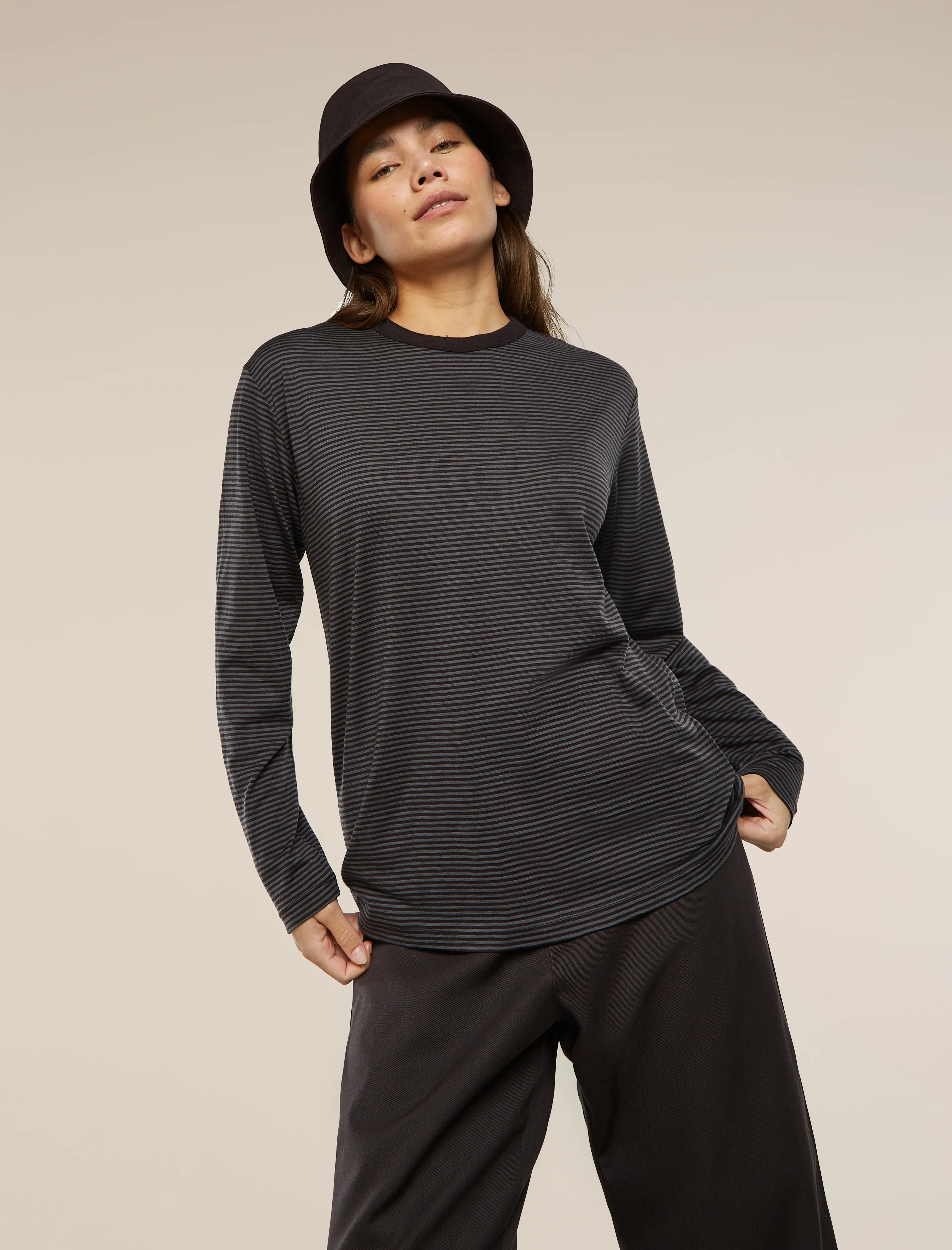 Unisex Merino 150 Long Sleeve Tee Stripe - Image 16
