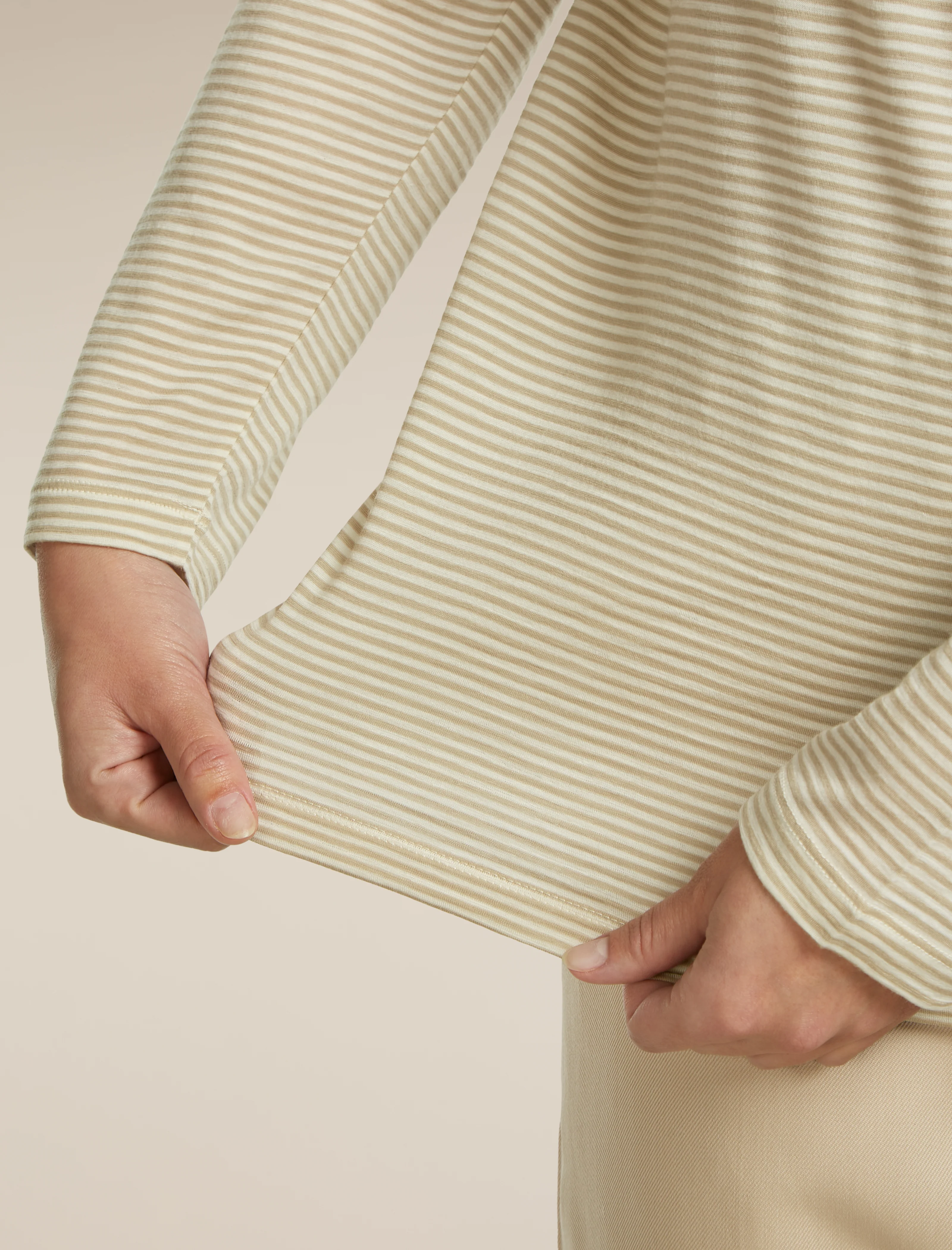 Unisex Merino 150 Long Sleeve Tee Stripe - Image 12